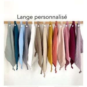 Lange bébé personnalisé en double gaze de coton | lange doudou personnalisable | cadeau bébé