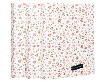 Pochettes cartonnées décoratives (fleurs) : lot de 3 chemises à rabats à fermeture élastique + étiquettes à coller