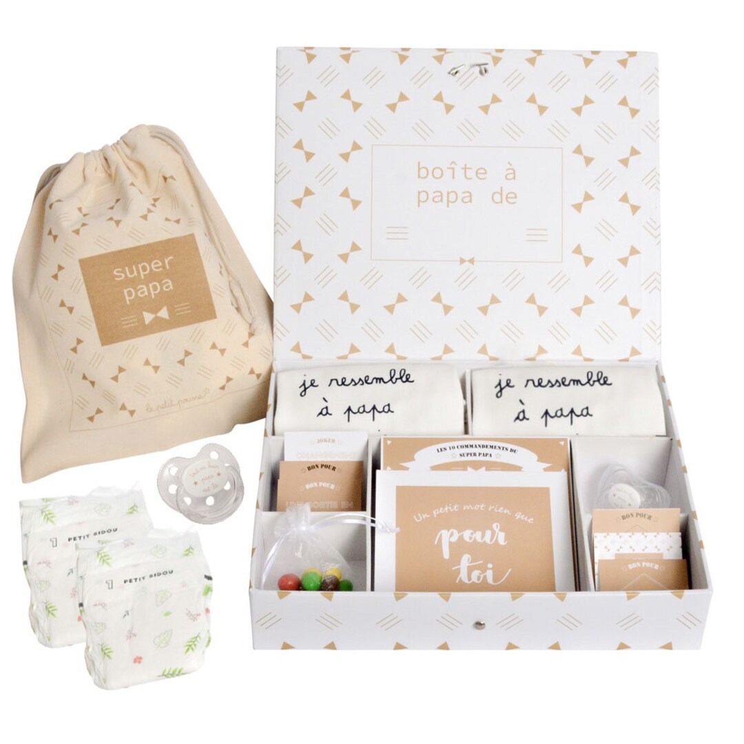 Boite à Papa de jumeaux avec ses cadeaux idée cadeau pour Etsy France