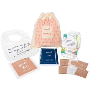 Mom's kit: Pretty mother-to-be kit with tender, useful and funny gifts to offer to the young mother during the birth, Mother's Day...