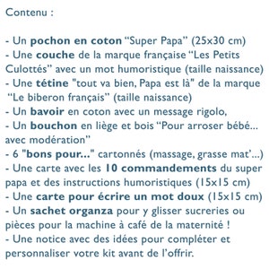 Kit papa maternité, naissance, fête des pères : joli kit de survie papa avec des cadeaux tendres et utiles à offrir pour l'arrivée de bébé image 10