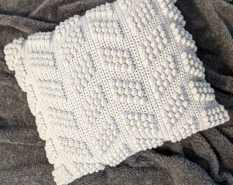 Modern geometric bobble waves crochet cushion pattern, crochet pillow pattern, crochet throw pillow pattern - multiple sizes possible