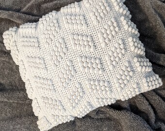 Bobble Waves Crochet Cushion Pattern: Geometric Pillow Cover (PDF Pattern)