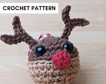Rudolph the Reindeer Mini Christmas Ornament - Crochet Pattern Decoration
