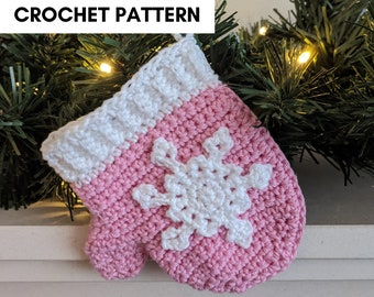 Christmas Mitten Crochet Ornament Pattern 4.5x4 inches/12x10.5 cm