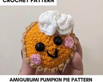Mini Crochet Pumpkin Pie Pattern: Amigurumi with Cream or Lattice (PDF)