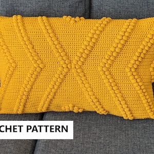 Crochet cushion pattern, crochet pillow pattern, crochet throw pillow pattern - Geometric X bobble cushion