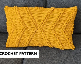 Crochet cushion pattern, crochet pillow pattern, crochet throw pillow pattern - Geometric X bobble cushion