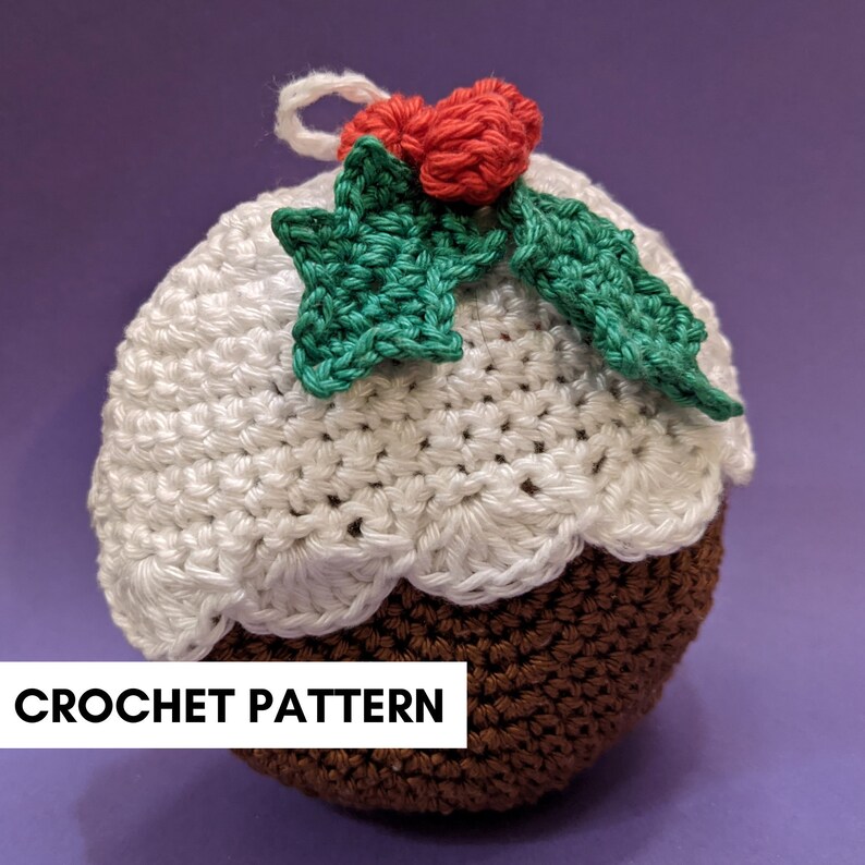 Christmas Pudding Crochet Ornament Pattern, Christmas Pudding Crochet