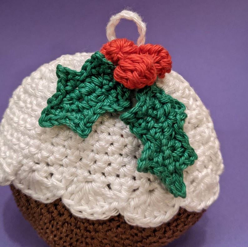 Christmas Pudding Crochet Ornament Pattern, Christmas Pudding Crochet