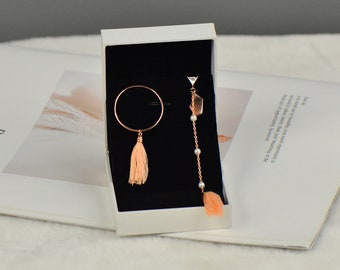 Birthday Gifts Asymmetric Earrings 3 Circles Earrings Three Hoop Drop Earrings Fashion Earrings Black Onyx Circles Silver Earrings