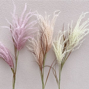 Artificial Reed Flower Long Stem with Foliage, Realistic Wild Grass Craft, Wedding Floral Decor, Living Room Plant Arrangement Centerpiece