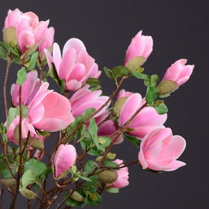Quality Magnolia Flower with Bud, Artificial Kapok Long Branch, Home Floral Decoration, Chinese Wedding Arrangement, Floor Vase Spray Filler