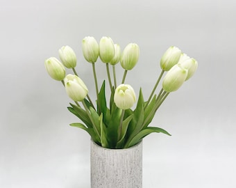 Faux Tulip Stems With Leaves, Artificial Flower Crafts, Home Floral Decor, Wedding Party Bloom Arrangement Centerpieces, for Bridal Bouquets