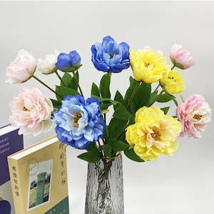 Quality Peony Flower Stem with Buds, Artificial Flower, Home Floral Decor, Wedding Party Arrangement Centerpiece, Bloom for Bridal Bouquet