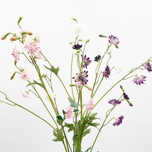 Artificial Astrantia Major Stem with Bud, Rustic Wildflower Crafts, Home Floral Decor, Wedding Bouquet Filler, Party Arrangement Centerpiece