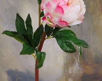 Quality Peony with Bud, Artificial Paeony Flower and Foliage, Chinese Home Floral Decor, Wedding Bridal Bouquet, Spray for Party Centerpiece
