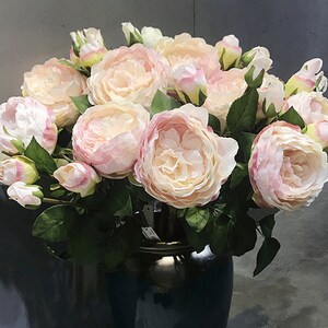 Austin Rose Stem Artificial, Quality Flower with Leaf and Bud, Home Floral Decor, Dining Table Bloom Centerpiece, Wedding Party Arrangement