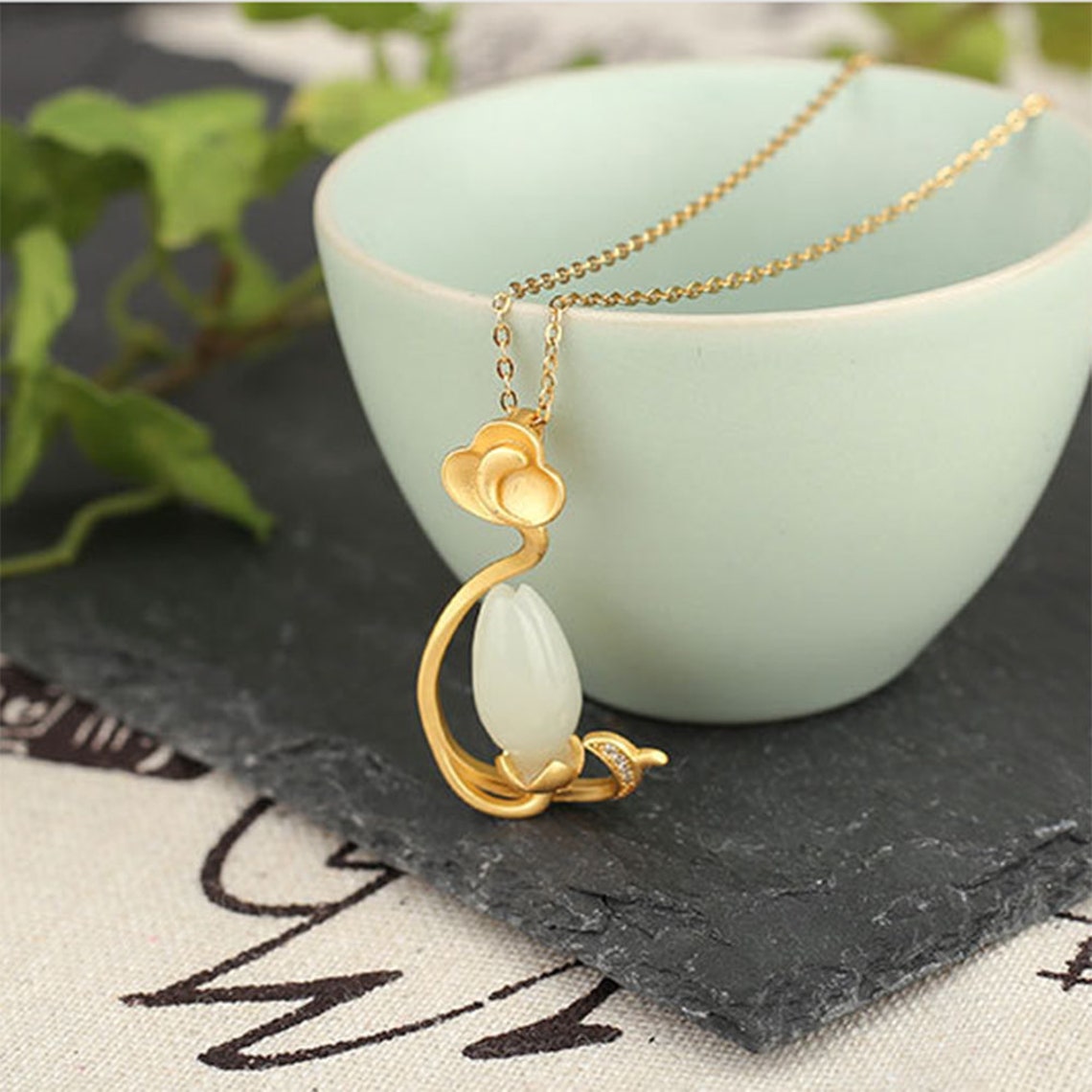 Jade Orchid PendantCarved White Flower Pendant925 Silver Etsy
