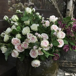 Quality Rose Stem with Bud, Artificial Rosa with Rich Foliage, Living Room Floral Decor, Table Flower Arrangement, Bridal Bouquet Material