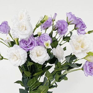 Artificial Eustoma Stem with Bud, Faux Lisianthus Flower, Rustic Garden Floral Decoration, Indoor Spray Arrangement, Party Plant Centerpiece