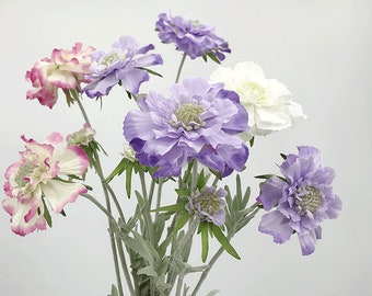 Stelo scabiosa artificiale con bocciolo, fiore perenne a cuscino di spillo, garofano rustico di qualità, decorazione floreale nuziale, bouquet di fiori selvatici Pick