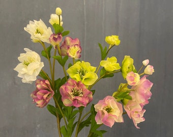 Rosa de Navidad Realista Helleborus, Tallo de Campanas de Boda Artificiales, Flor de Rosa de Cuaresma con Toque Real, Falso Choque de Bodas, Decoración Floral del Hogar