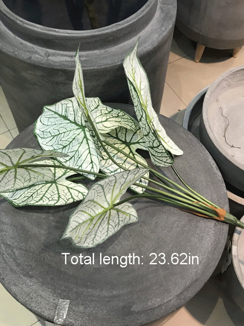 Artificial Caladium Plant Fake Greenery With Foliage Home Etsy