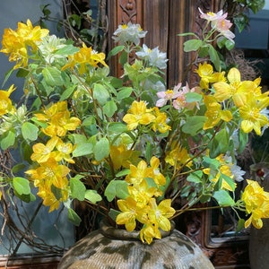 Hotei Rhododendron, Artificial Flower with Foliage, Rustic Wildflower Decor, Living Room Floral, Bouquet DIY Material, Wedding Arrangement