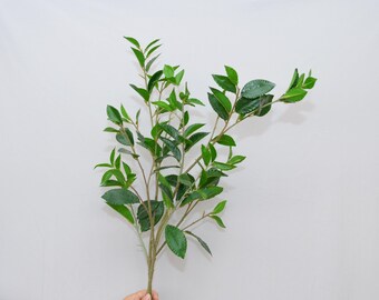 39.3” Artificial Bay Laurel Stem, Faux Laurus Nobilis Greenery Branch, Mediterranean Leaf Spray for Vase Decor Styling, Wedding Arrangements