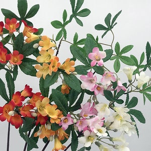 Künstlicher Trompeten kriecher Blumen stiel, QualitätsCampis Grandiflora mit Laub, Home Fake Floral Dekoration, BrautStrauß DIY Material