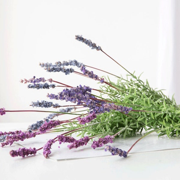 Bouquet de lavande artificielle, paquet de fleurs de Fausse Provence, décoration florale de salon, centre de table de fête, pic d’ornement de plante de fenêtre