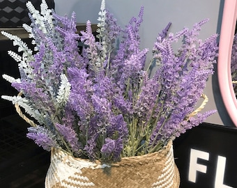 Tallo de lavanda artificial, Decoración rústica de flores silvestres, Arreglo floral de la sala de estar, Relleno de ramos de boda, Artesanía floral de ventana, para exteriores
