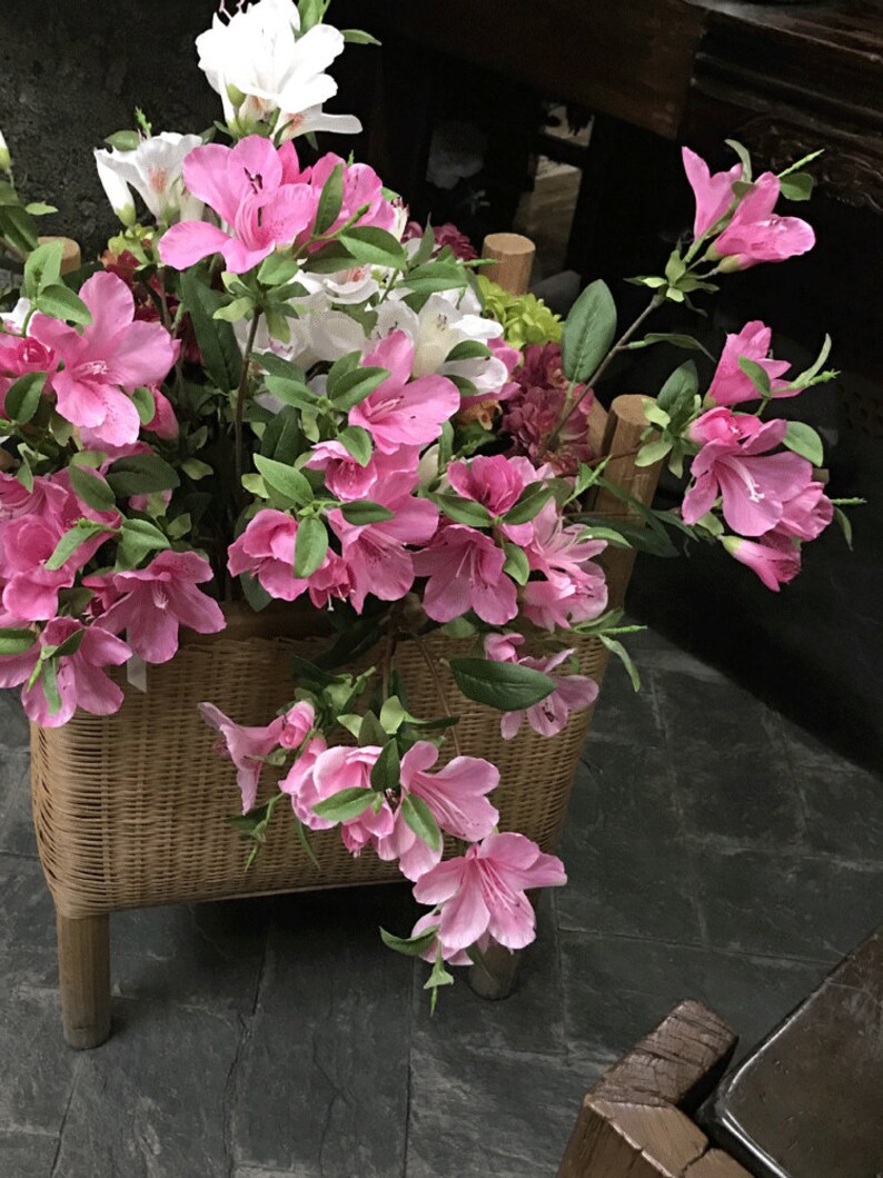Realistic Azalea With Bud, Artificial Rhododendron Stem, Indoor Floral ...
