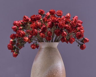 Rose Bud Stem, Fake Dried Rose Craft, Artificial Flowers, Home Floral Decor, Wedding Party Arrangement Centerpiece, Bloom for Bridal Bouquet