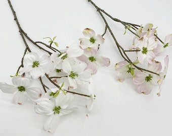 Artificial Dogwood Flower Branch, Realistic Cornus Florida Spray, Bridal Bouquet Filler, Home Floral Decor, Wedding Arrangement Centerpiece