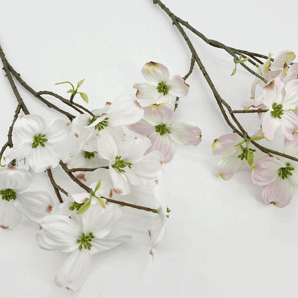 Artificial Dogwood Flower Branch, Realistic Cornus Florida Spray, Bridal Bouquet Filler, Home Floral Decor, Wedding Arrangement Centerpiece