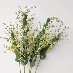 Artificial Leucaena Leucocephala Foliage Stem, Fake Acacia Baileyana, Mimosa Leadtree Branch, Rustic Wildflower Decor, Bouquet DIY Filler