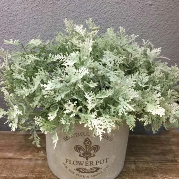 Fake Silverdust Dusty Miller Leaf Bundle, Silver Gray Jacobaea Maritima, Artificial Flower Craft, Home Plant Decor, Floral Arrangement, Gift