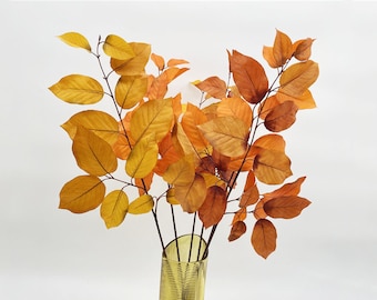 Birch Leaf Branch, Fall Foliage Twig, Artificial Flower Craft, Vintage Home Floral Decor, Wedding Party Arrangement Centerpiece, for Bouquet