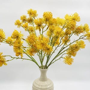Artificial Yellow Chrysanthemum Spray, Faux Flower Stem, Realistic Chrysanthemum Branch, Home Flower Decor, Floral Arrangement Centerpiece