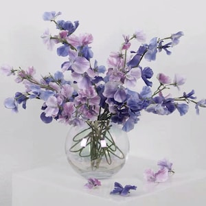 バタフライピーフラワーの人工花、高品質の花茎、素朴な野生の花の装飾、家庭用の花飾り、ウェディングアレンジメント、ブーケ素材