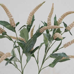 Fake Sage Flower Stem with Leaves, Artificial Flower Craft, Home Floral Decor, Bouquet Wreath Filler, Wedding Arrangement, Party Centerpiece