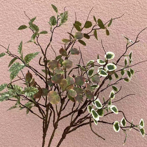 Artificial Polyscias Guilfoylei Foliage Branch, Realistic Malus Pumila Twigs, Common Apple Leaves, Fake Green Plant Craft, Home Floral Decor