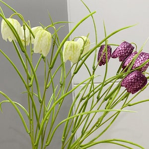 Fake Fritillaria Affinis with Leaves, Faux Checkered Lily, Rustic Wildflower, Artificial Flower, Living Room Floral Decor, Party Arrangement