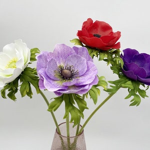 Real Touch Poppy Anemone Flower Stems, Artificial Flower Crafts, Home Floral Decor,  for Bridal Bouquets, Wedding Party Bloom Arrangements