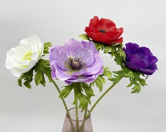 Real Touch Poppy Anemone Flower Stems, Artificial Flower Crafts, Home Floral Decor,  for Bridal Bouquets, Wedding Party Bloom Arrangements