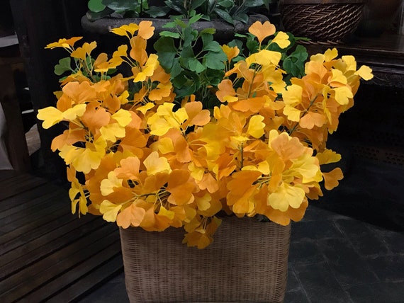 Artificial Ginkgo Biloba Branch, Fall Realistic Foliage, Bouquet Leaf Filler, Home Floral Decor, Wedding Flower Arrangement, for Wreath Arch