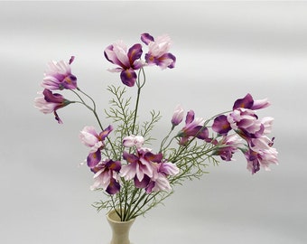 Faux Iris Flower with Leaves, Rustic Wildflower Craft, Artificial Flower, Home Floral Decor, Wedding Arrangement Centerpiece, for Bouquet