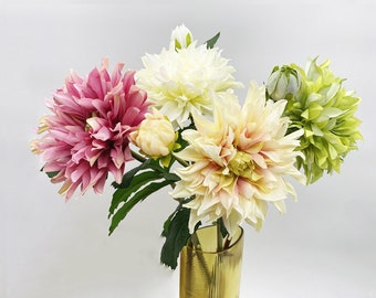 Kunstmatige dahliastengel met bloemknop, dahliabloem van nepkwaliteit, realistische dahlia's, bloemendecor voor thuis, dahlia's voor bruidsboeket, cadeau